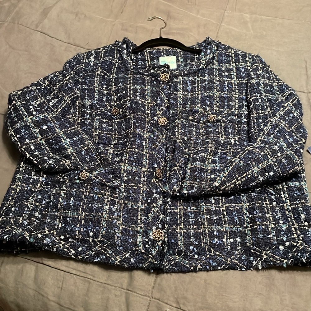 Old Navy tweed jacket cardigan double c inspired size XXL. BNWT! - Picture 10 of 12